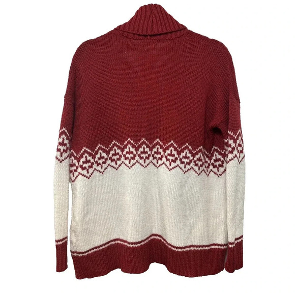 American Eagle Wool Blend Chunky Open Cardigan Sweater Women S Holiday Western - Picture 5 of 8